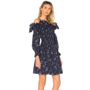 Rebecca Taylor Francine Off-The-Shoulder Floral Dress Size 4 Blue and White
